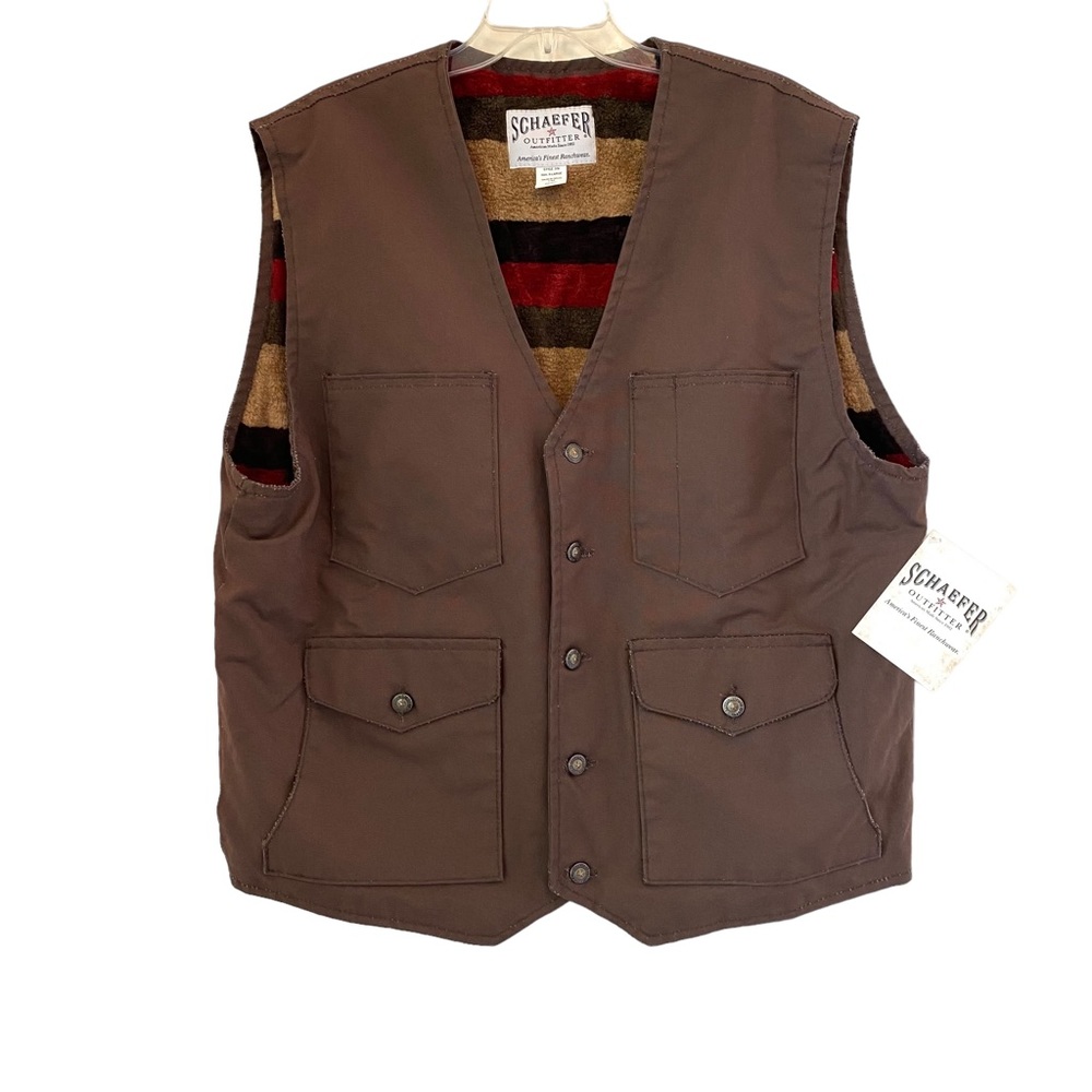 Schaefer Vest Blanket Lined Western Mesquite Vest Canvas Brown XL USA NWT